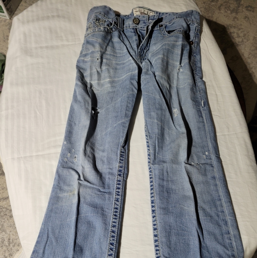 (2042)Big Star, Pioneer. Vintage , distressed Blue Jeans Size 32R, Mens